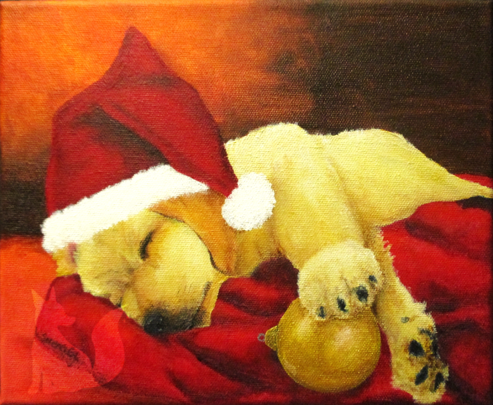 Christmas Puppy painting