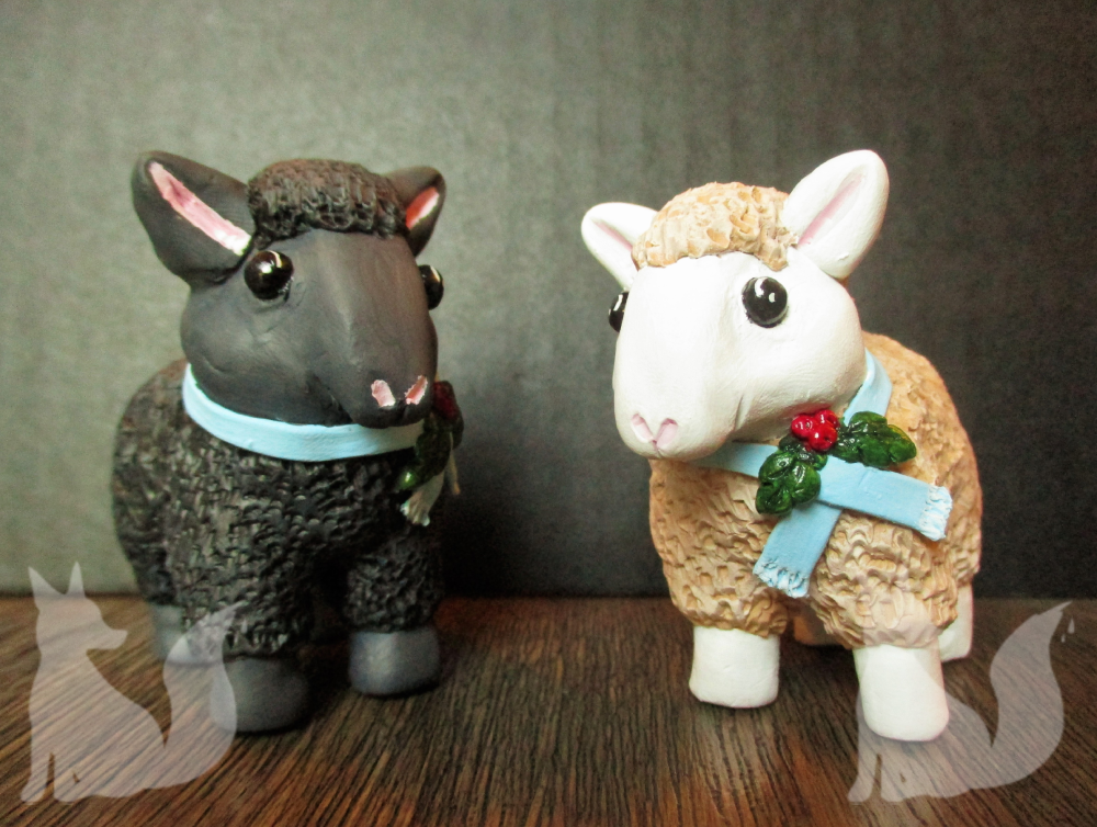 Two clay sheep