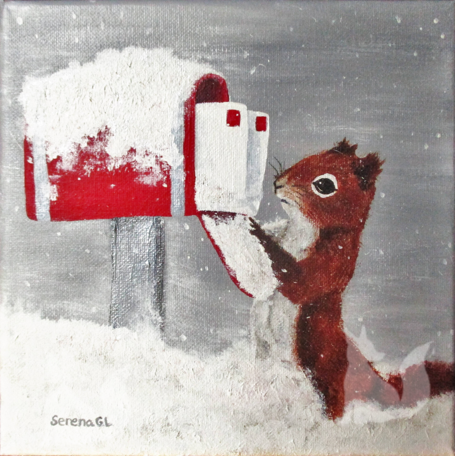 Squirrel with mailbox painting